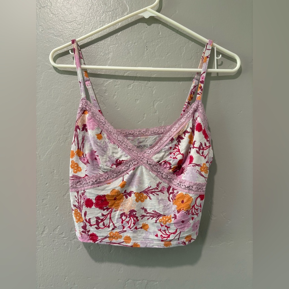 Adore Me White Floral Spaghetti Strap Top